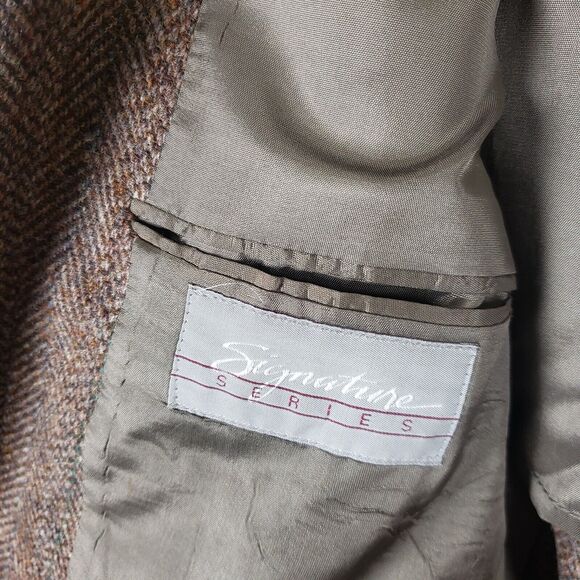Vintage Signature Series Herringbone Tweed Wool Blazer Sport Coat Jacket Mens 40 - Picture 7 of 11